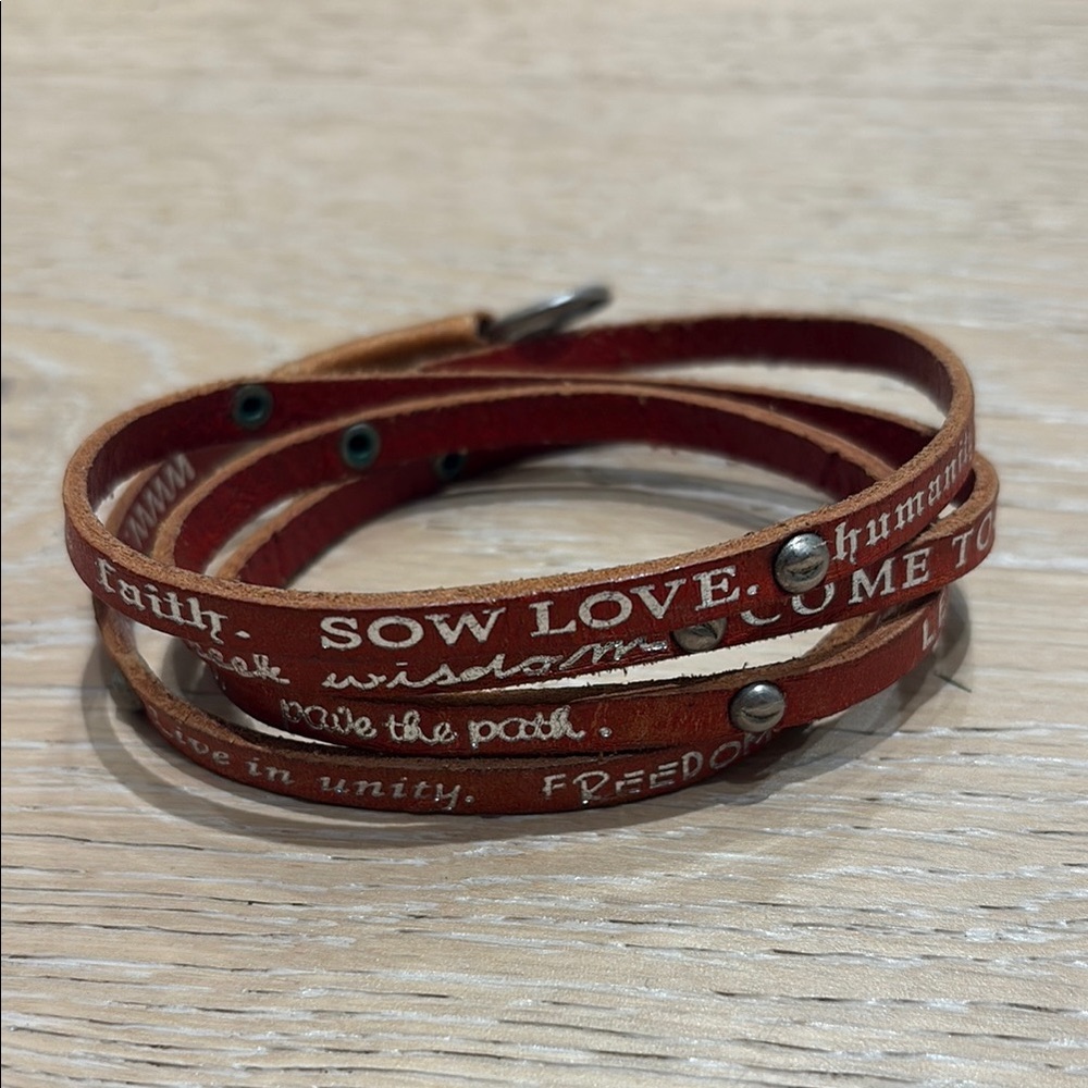 EUC Humanity For All leather wrap bracelet 37”